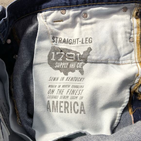 1791 Supply Co Jeans Mens 38x34 Selvedge Straight Leg Mid Rise Denim USA - Picture 9 of 14